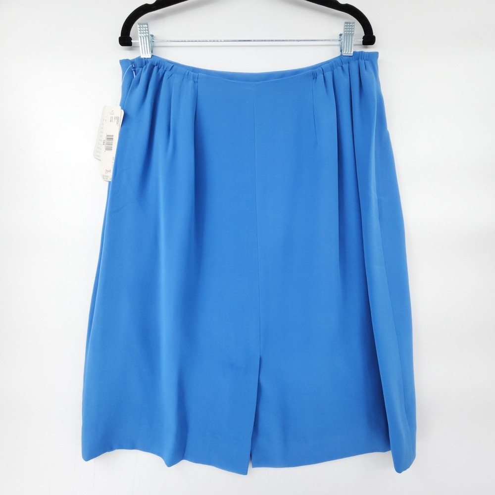 Jones New York Skirt Suit 16W Silk Blue 3 Button Business Office Luxury NEW $352 - Picture 5 of 15